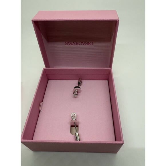 Swarovski Dangle Earrings Mesmera Mixed Cuts Crystal Rhodium Plated $150 New Tag - Picture 2 of 16